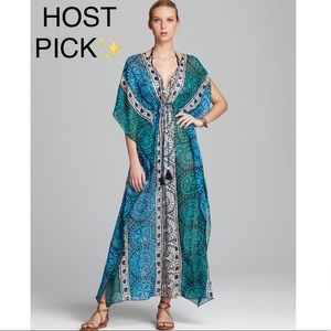 Tory Burch Tofino Long Silk Caftan Maxi Cover Up